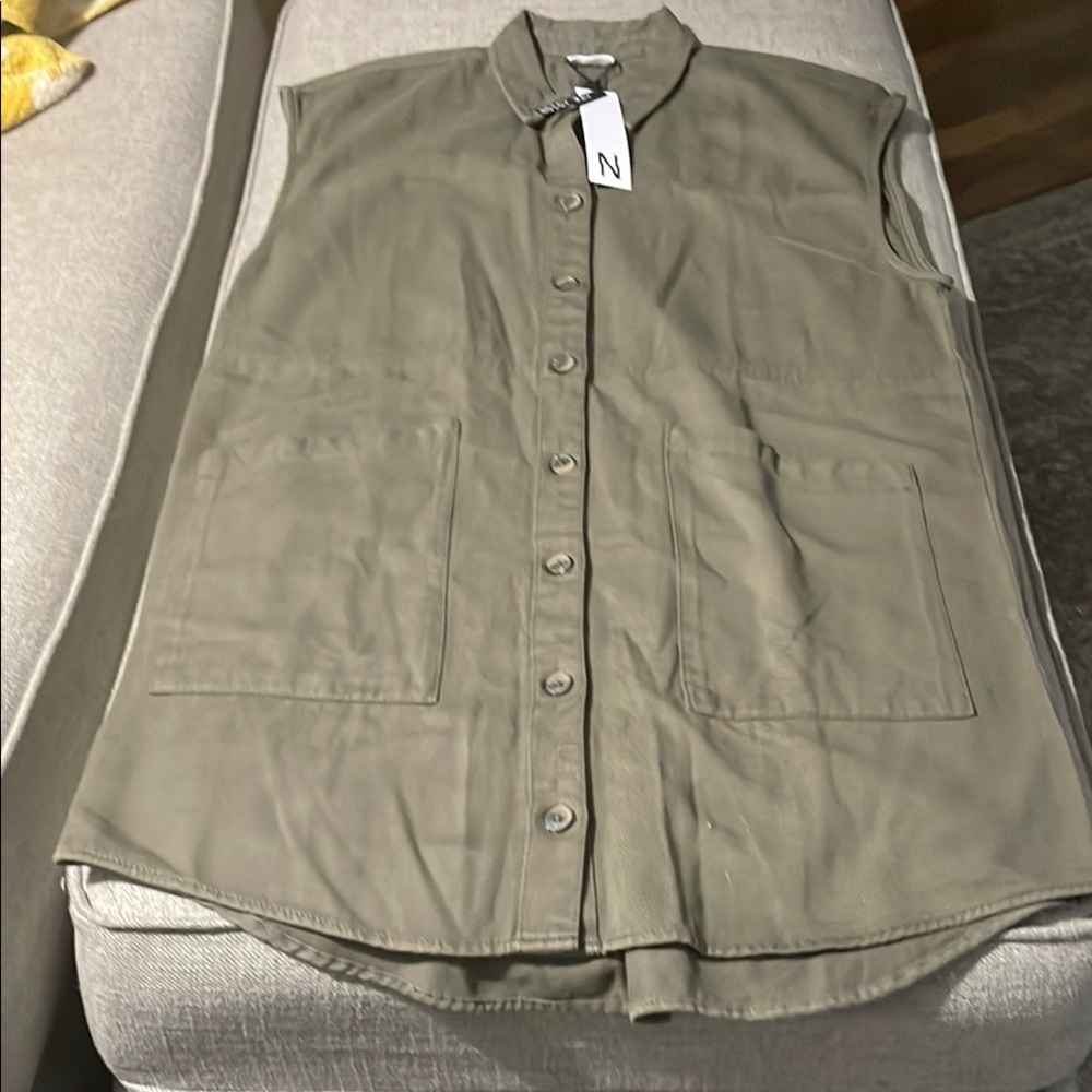 Noisy May Khaki Button-Up Top